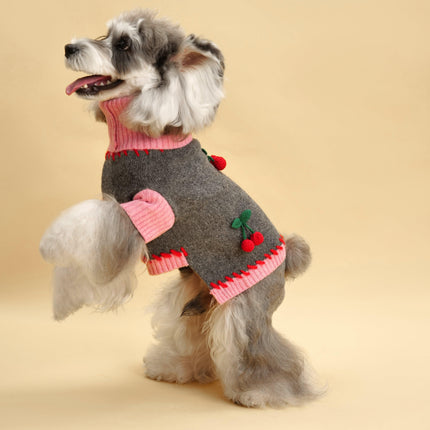 Cherry Kiss Dog Sweater With Two Tone Cherry Charms