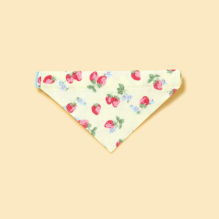 Strawberry Fields Butter Yellow Triangle Dog Bandana