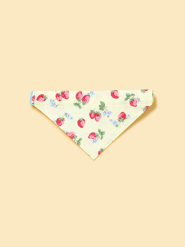 Strawberry Fields Butter Yellow Triangle Dog Bandana