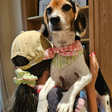 Picnic Bliss Floral Gingham Print Handmade Scrunchie Set