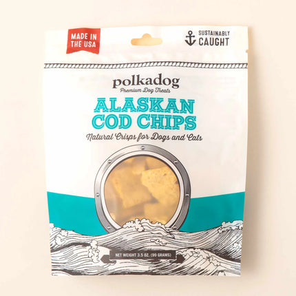 Polkadog Alaskan Cod Chips Treats For Dogs And Cats 3.5oz