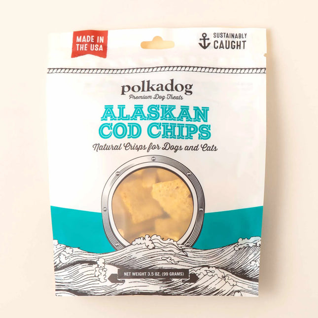 Polkadog Alaskan Cod Chips Treats For Dogs And Cats 3.5oz