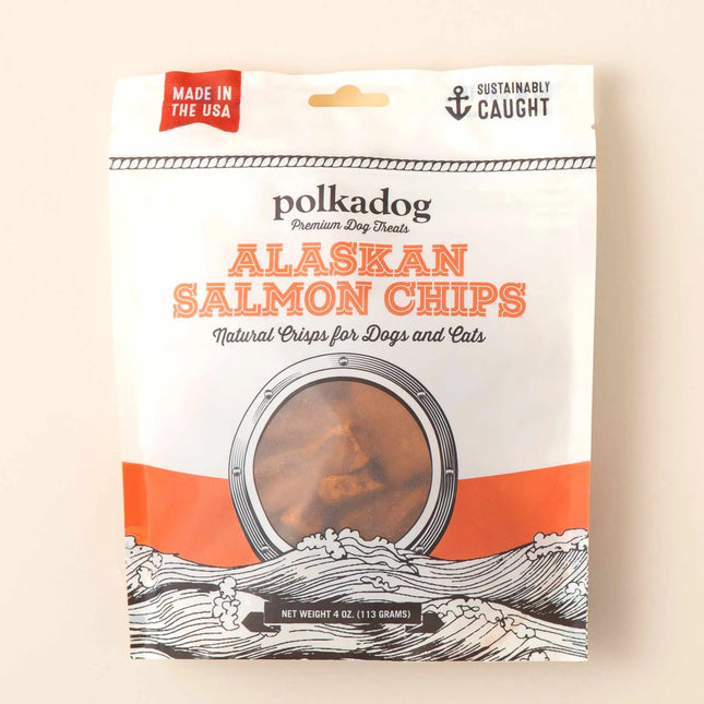 Polkadog Alaskan Salmon Chips Dog Cat Treats 4oz Pack