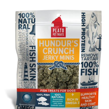 Plato Codfish Skin Jerky Minis For Dogs Omega 3 6 Treats