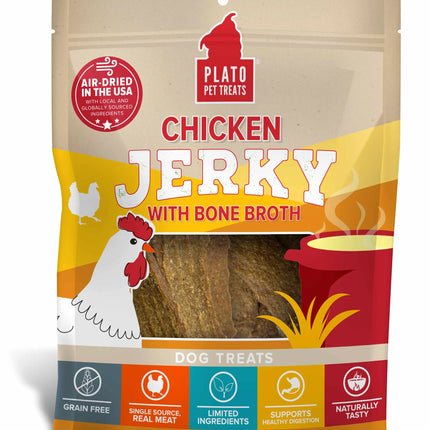 Plato Chicken Jerky With Bone Broth Treats For Dogs