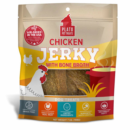 Plato Chicken Jerky With Bone Broth Treats For Dogs