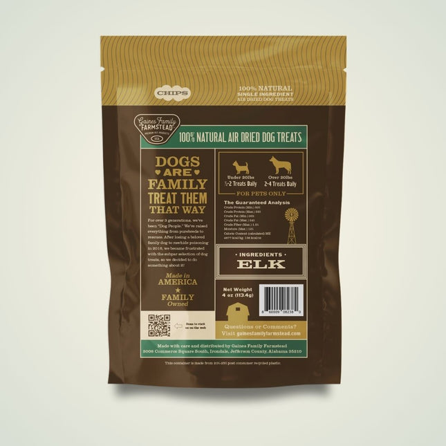 Elk Chips Hypoallergenic Dog Treats Single Ingredient