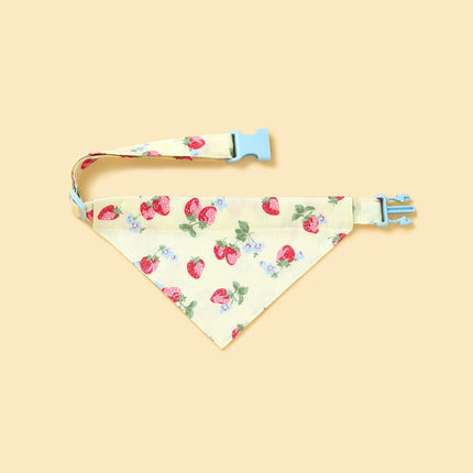 Strawberry Fields Butter Yellow Triangle Dog Bandana