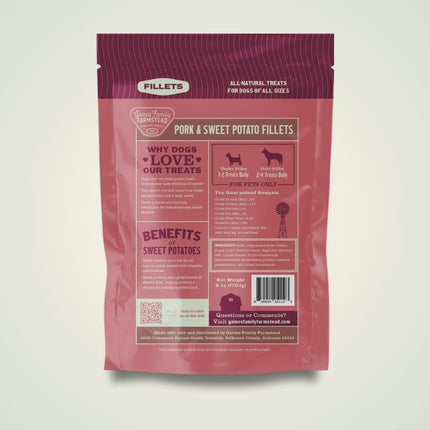 Pork And Sweet Potato Fillets Dog Treats High Protein