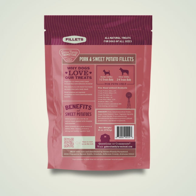 Pork And Sweet Potato Fillets Dog Treats High Protein