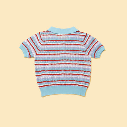 Pet And Me Spring Summer Blue Ocean Crochet Polo Shirt