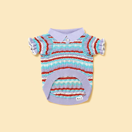 Pet And Me Lavender Ruffle Crochet Spring Summer Polo Shirt