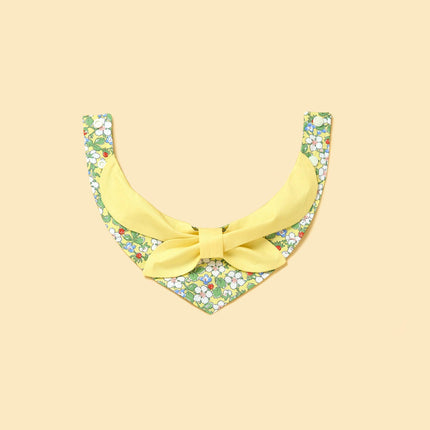 Butter Yellow Floral Dog Bandana With Bow Handmade