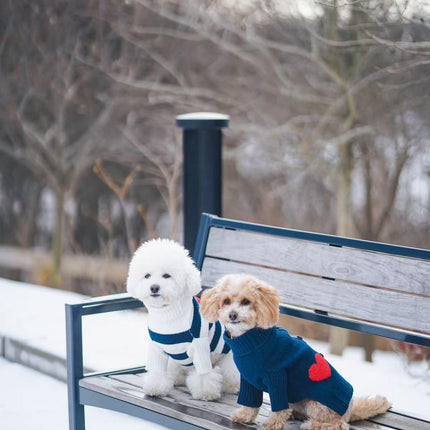 Heart To Heart Navy Button Up Pet Cardigan Sweater