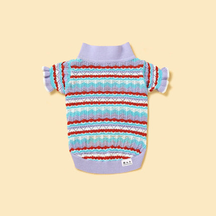 Pet And Me Lavender Ruffle Crochet Spring Summer Polo Shirt