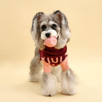 Rosé Bliss Dog Sweater With Pink Wave Turtleneck Wool