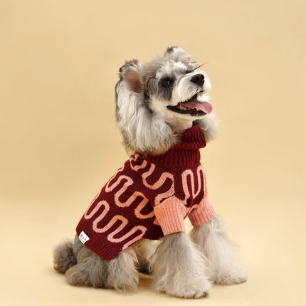 Rosé Bliss Dog Sweater With Pink Wave Turtleneck Wool