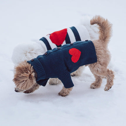 Sailor Of My Heart Striped Turtleneck Dog Sweater Navy
