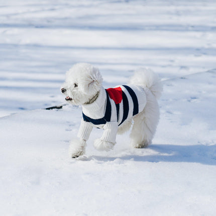 Sailor Of My Heart Striped Turtleneck Dog Sweater Navy