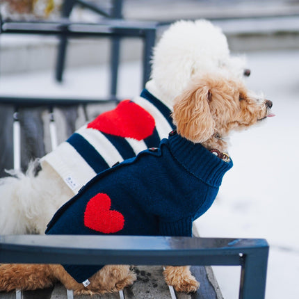 Heart To Heart Navy Button Up Pet Cardigan Sweater
