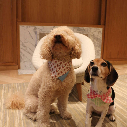 Picnic Bliss Floral Gingham Print Bandana for Small Dogs