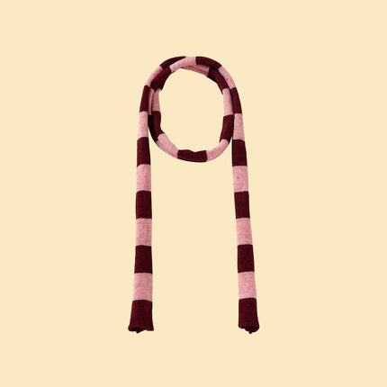 Rosé Bliss Thin Useless Striped Scarf Y2K Pink Dachshund