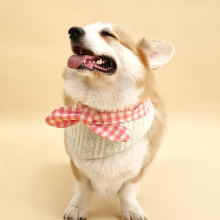 Picnic Bliss Floral Gingham Print Bandana for Small Dogs