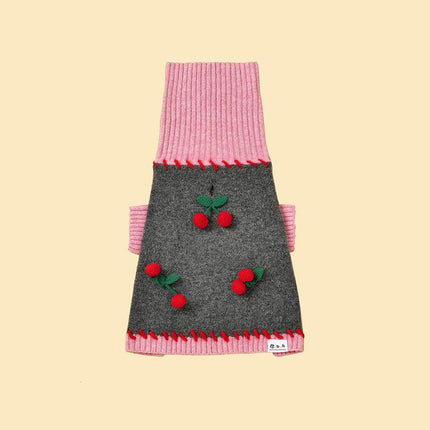 Cherry Kiss Dog Sweater With Two Tone Cherry Charms
