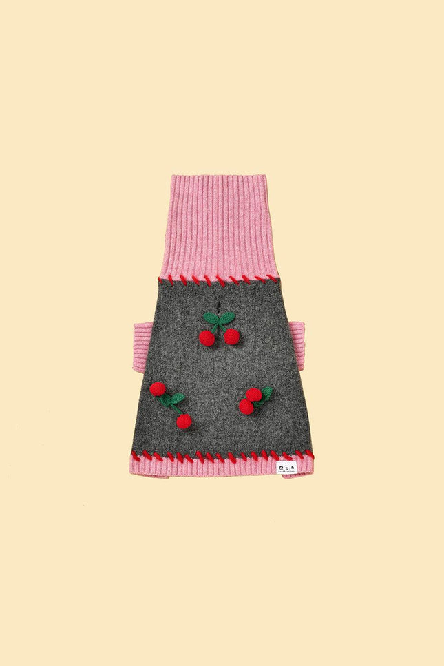 Cherry Kiss Dog Sweater With Two Tone Cherry Charms