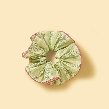 Picnic Bliss Floral Gingham Print Handmade Scrunchie Set