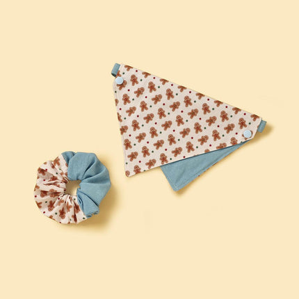 Gingerbread Man Joy Handmade Scrunchie Set For You And Pup