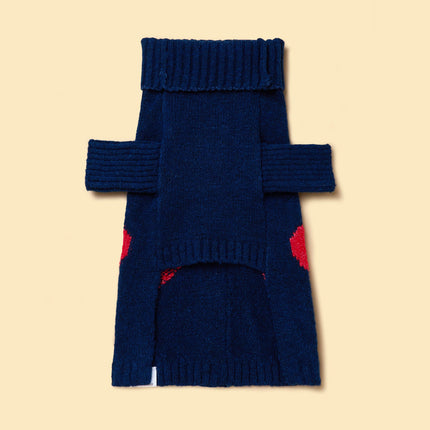 Heart To Heart Navy Button Up Pet Cardigan Sweater