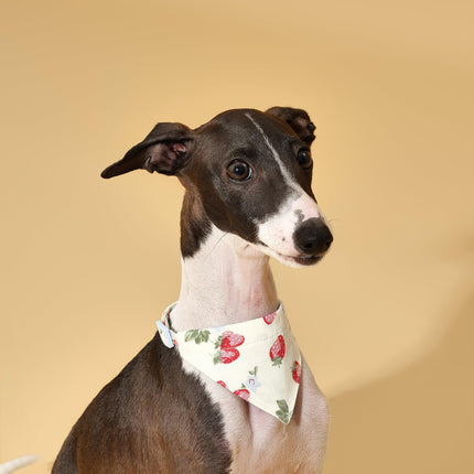 Strawberry Fields Butter Yellow Triangle Dog Bandana