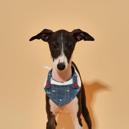 Reversible Denim Cherry Overalls Pet Bandana for Dogs