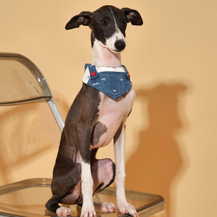 Reversible Denim Cherry Overalls Pet Bandana for Dogs