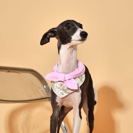 Pink Bowtiful Garden Floral Dog Bandana With Bowtie