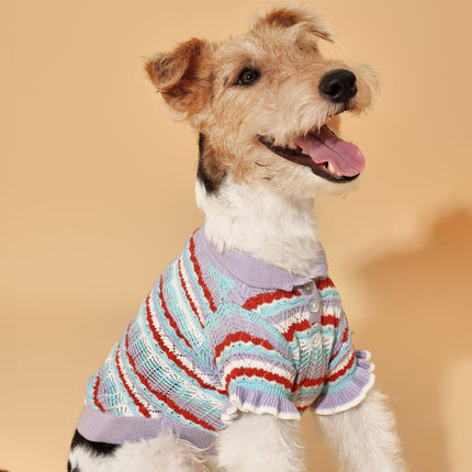Pet And Me Lavender Ruffle Crochet Spring Summer Polo Shirt