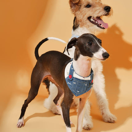 Reversible Denim Cherry Overalls Pet Bandana for Dogs