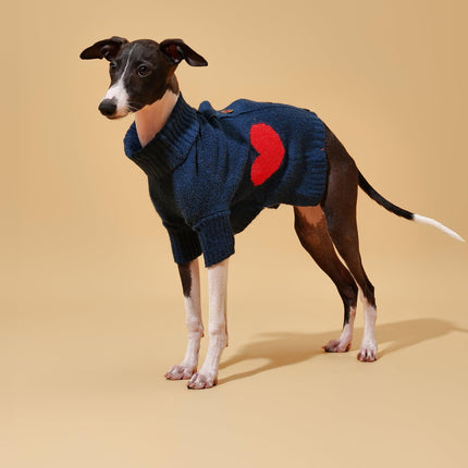 Heart To Heart Navy Button Up Pet Cardigan Sweater