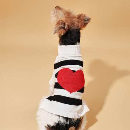 Sailor Of My Heart Striped Turtleneck Dog Sweater Navy