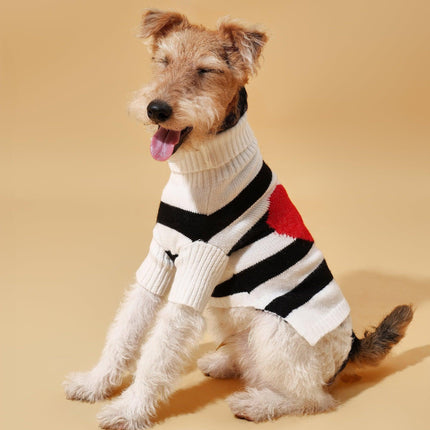 Sailor Of My Heart Striped Turtleneck Dog Sweater Navy
